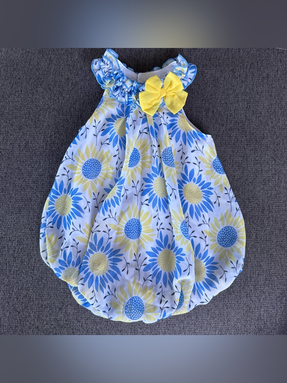 Baby Essentials Blue Yellow Sunflower Bubble Romper Baby Girl 18M